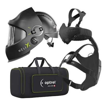 Set RTW svářecí kukla Helix CLT černá + filtroventilace Swiss Air Optrel