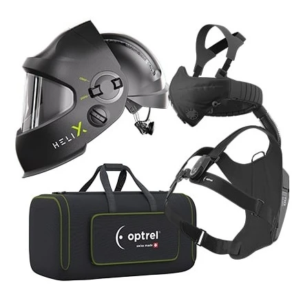 Set RTW svářecí kukla Helix CLT černá + filtroventilace Swiss Air Optrel