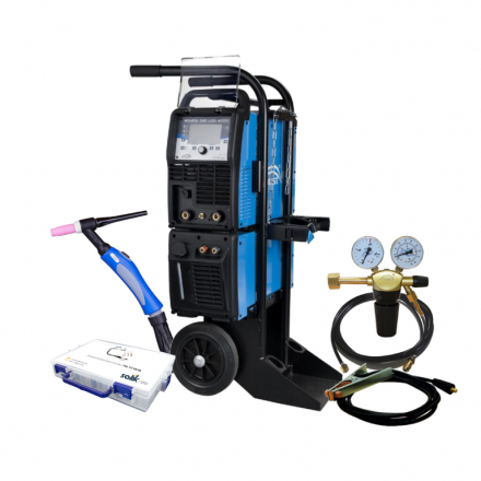 Set zváračka Pontig 320 LCD AC/DC MOST s chladiacou jednotkou a vozíkom + horák a štartovacia sada, RV