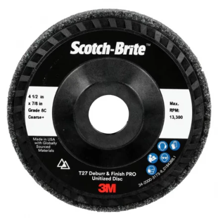 Odhrotovací kotúč 114,3 x 22,23 mm 8C Coarse+3M Scotch-Brite Deburr and Finish DP-UD, typ 27