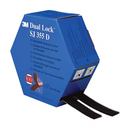 Suchý zips 3M Dual Lock SJ355D 25 mm x 5 m x 2 rolky čierny