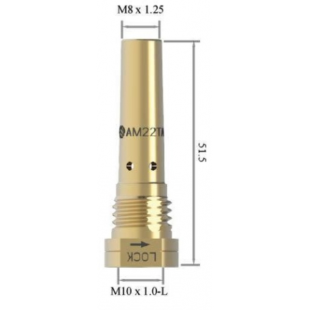 Držiak špičky M8x1,25/M10x1,0-L/51,5 mm pre M22 MOST