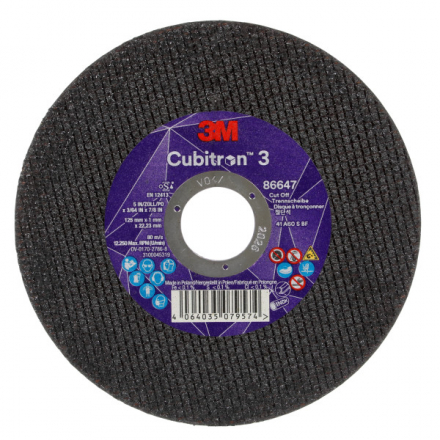 Rezný kotúč 125 x 1,0 x 22,23 mm zrnitosť 60+ 3M Cubitron 3 typ T41, 86647