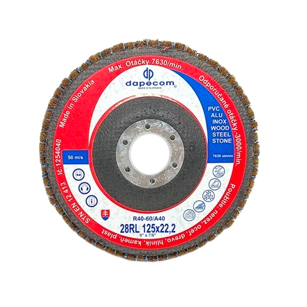 Lamelový kotúč 125 mm zrnitosť R40-60/A40 tvar 28RL