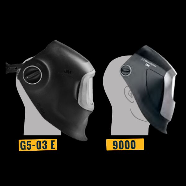 Porovnání pokrytí obličeje kukly 3M Speedglas G5-03 E a starší řady 9000