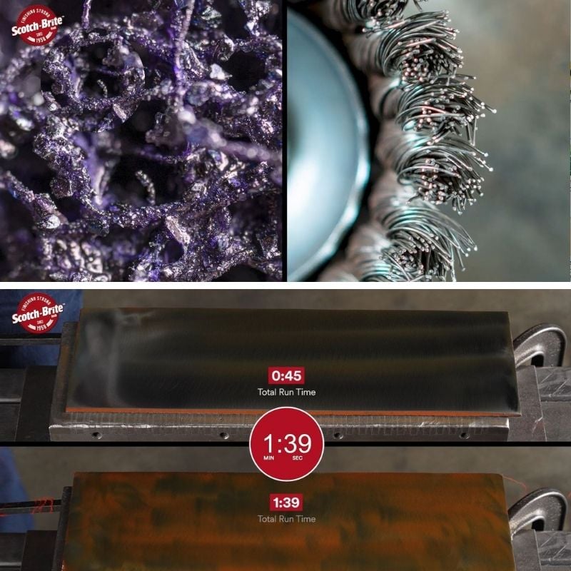 Porovnávací test 3M Clean and Strip XT Pro vs. drôtená kefa - porovnanie zrna