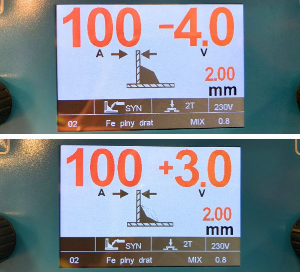 Zváračka FANMIG 202 LCD MOST - zobrazenie zvaru v synergii