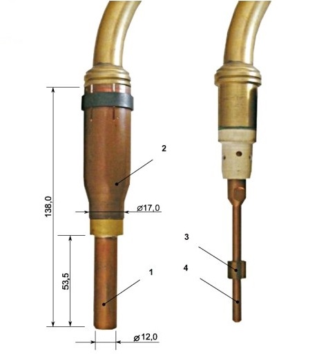 Špeciálne spotrebné diely pre MB 401D, MB 501D a Abimig W 555D Binzel