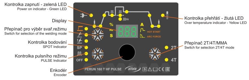 Zváračka PERUN 160 T HF PULSE Alfa In - displej