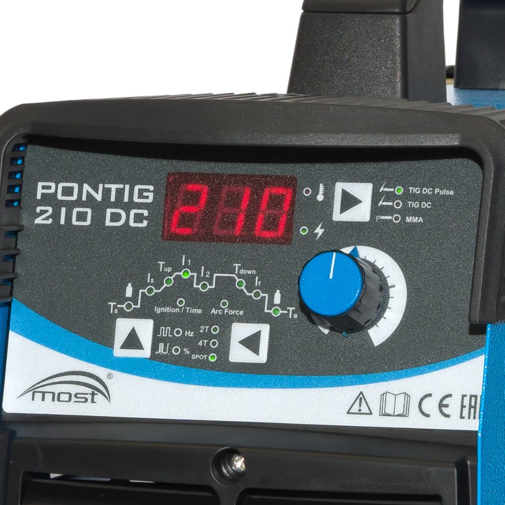 Ovládací panel TIG DC zváračky Pontig 210 DC MOST