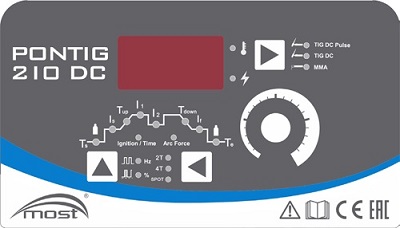 Zváračka PONTIG 210 DC MOST - ovládací panel