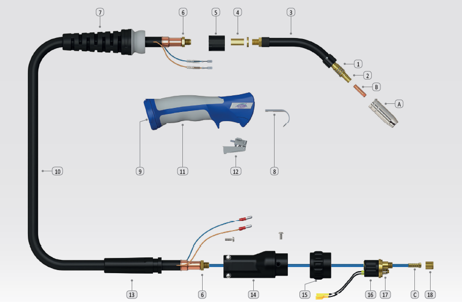 Zvárací horák CO2 MIG/MAG MOST M15 SGRIP