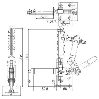 Upínací svěrka HS-12265 U-BAR s přírubovou základnou