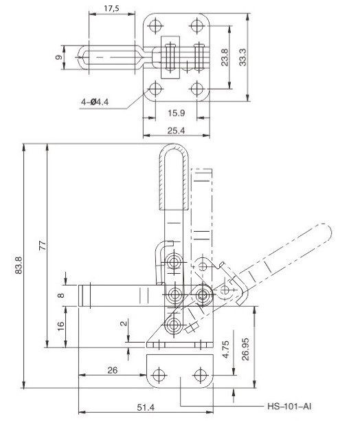 Upínacia svorka HS-101-A U-BAR s prírubovou základňou