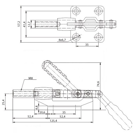 Upínacia svorka HS-304-Cm Push/Pull s prírubovou základňou