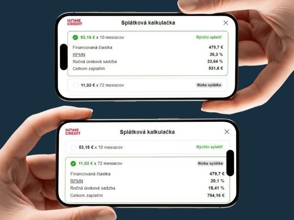 Rýchlo splatiť alebo nízke splátky Home Credit